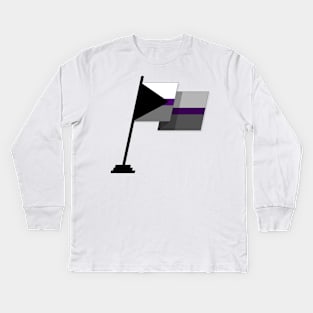 Large Waving Flag in Demisexual Pride Flag Colors Kids Long Sleeve T-Shirt